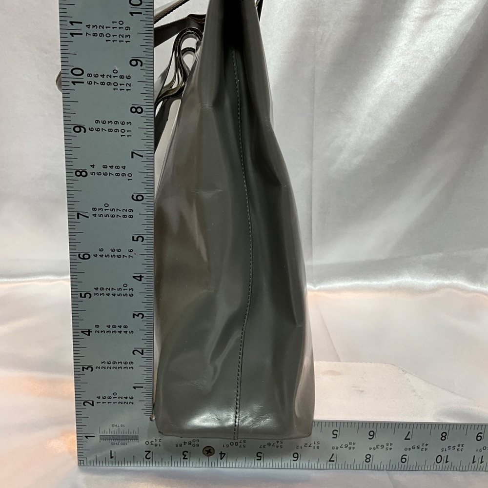 Prada gray leather tote with zipper closure.   62-H3Ab - Picture 5 of 10